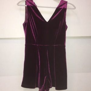 Topshop Petite Velvet Burgundy Romper, US Size 4